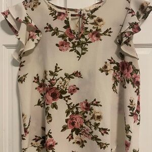 Floral Ruffle Sleeve Top
